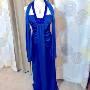 Royal Blue Long Formal Dress w/ matching Shawl